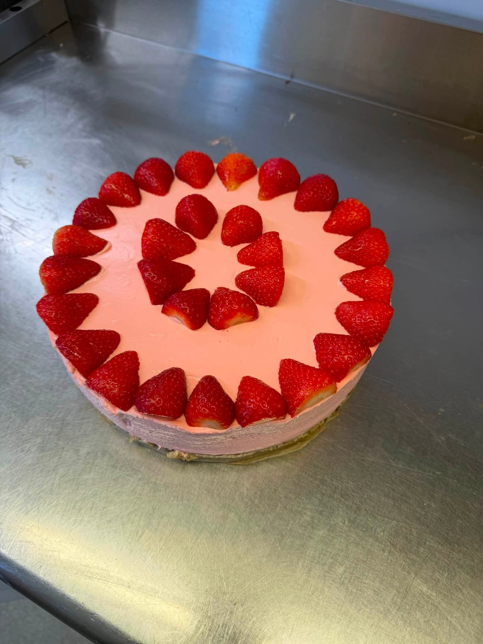 Homemade strawberry cheesecake